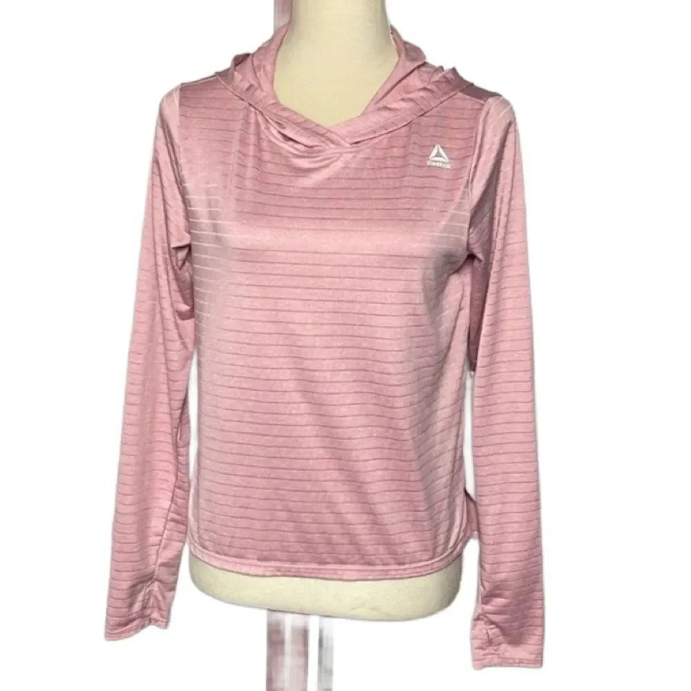 Reebok Women's Pastel Pink Lightweight Hi/Low Hooded Athletic Top (Small)